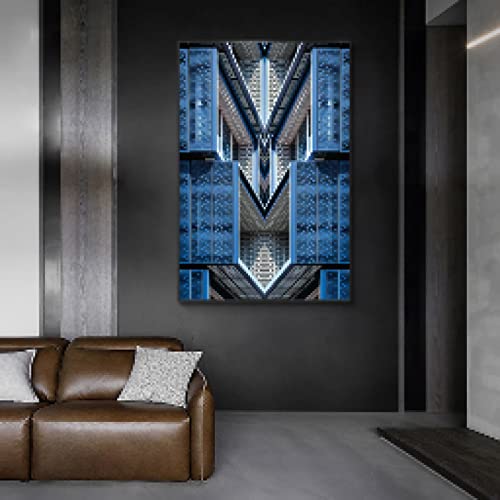 Toile géométrique bleue affiche scandinave 50x70cm - 2