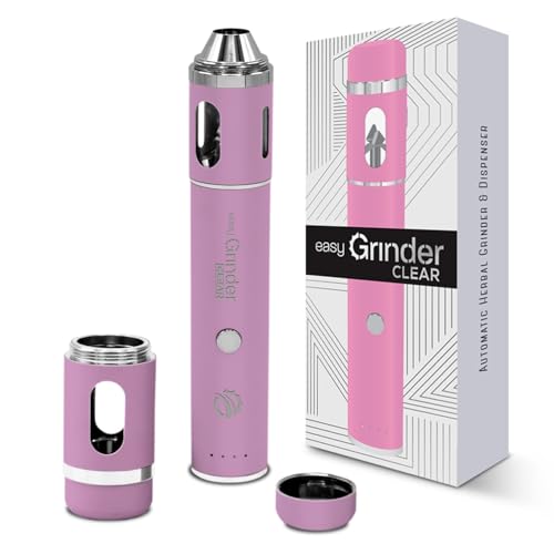 Easy Grinder Clear Glass Pink Electric Herb Coffee Grinder Pollen Catcher Stainless Steel Blades