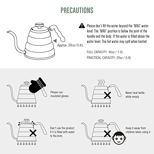 Soulhand Pour Over Kettle With Thermometer | Stovetop Gooseneck Kettle Coffee Pot | Update 3-Layer Stainless Steel Bottom Anti-Rust Design Pour Over Coffee Kettle For Electric, Induction | 40Oz/1.2L #TOP6