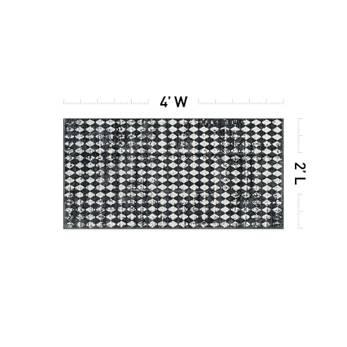 Tapete geométrico Lavable antideslizante 2x4 pies Negro miniatura 2