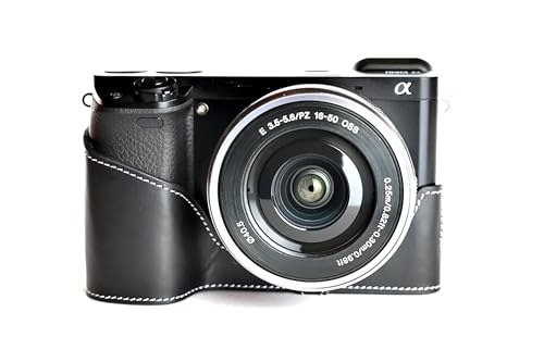 Housse de sac de l'appareil photo pour Sony A6000 cuir noir fait main