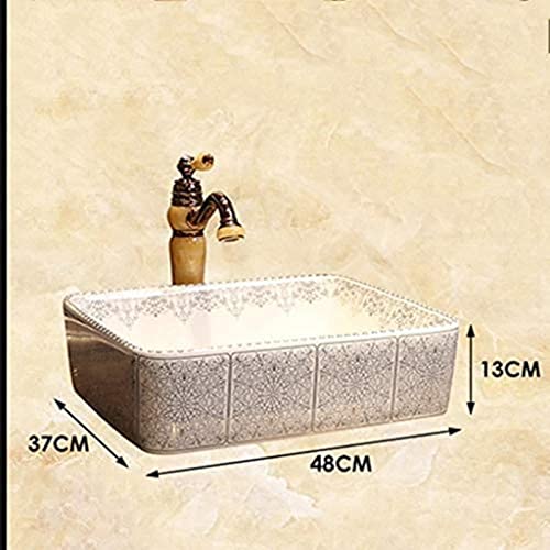 Wzglod Bathroom Rococo Art Above Counter Basin Rectangular Ceramic European Washbasin Bathroom American Wash Basin Bathroom Sinks #TOP1