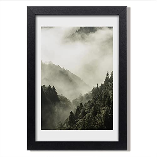 Cadre en bois décoratif Tulup avec tableau paysage de forêt 20x30