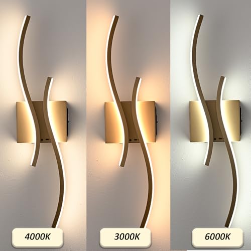 Image of Battery Operated Wall Sconce with Remote Control,10000mAh USB Rechargeable Wireless Minimalist Gold Wall Light,3000K-6000K Dimmable LED Wall Lamp for Bedroom Hallway Background Staircase -1 Pcs