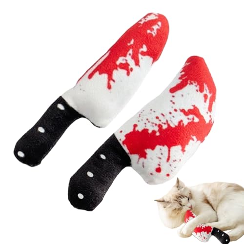 Katzenkauspielzeug – Kätzchen Zahnen Plüschtier mit Katzenminze | 2 Stück Blutiges Schneider-Design zum, Kratzen, Training, Solo-Spielen, Outdoor-Übungen, Jagdinstinkte und große Rassen Katzen