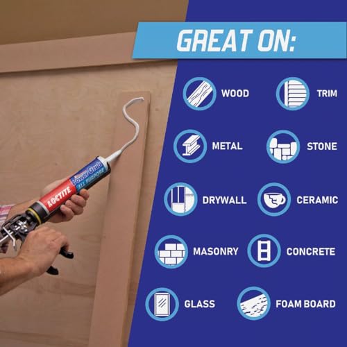 Image of Loctite Power Grab Express All Purpose Construction Adhesive, 9 fl oz Cartridge, 1 Pack - Versatile Construction Glue for Cement, Tile, Wall & More