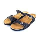 Leder Naot Carol schwarz Damen Schuhe Pantoletten Echt Leder 13779 Korkfußbett, Größe:38 EU