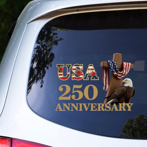 Image of 2pcs 250th Anniversary USA Car Decal Sticker 1776-2026 Patriotic | 1776-2026 American Independence Commemorative Decals USA Patriotic 4th of July Vinyl Bumper Stickers for Car Truck 10 inch