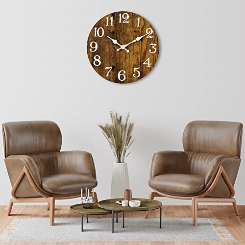 Kecyet Wall Clocks Battery Operated Wall Clock Kitchen 10 Inch Wood Silent Non Ticking Wall Clock,Vintage Analog Clock For Bedroom, Bathroom, Living Room, Home Office(Brown) #TOP6