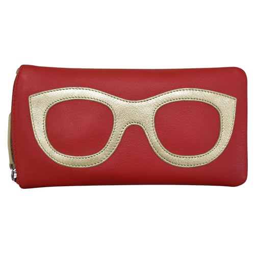 Image of ili New York Smooth Leather Soft Eyeglass Case, Zip Closure with RFID Blocking Lining, Travel-Friendly in Vibrant Colors