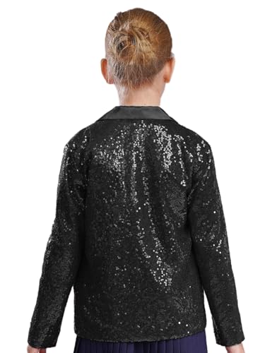 Girls Sequin Long Sleeve Blazers Jacket Kids Shiny Lapel Button Down Suit Coat with Pockets for Party4