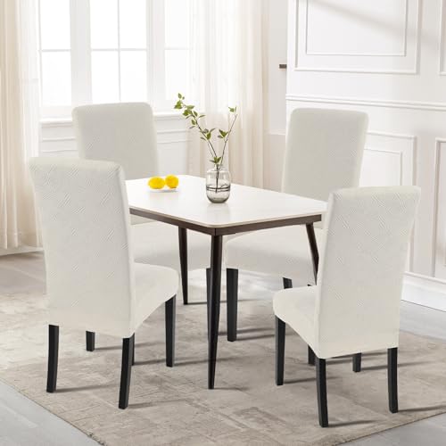 Image of SearchI Waterproof Dining Room Chair Covers, Set of 6, Beige Rectangular