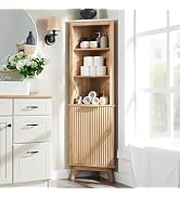 RedLemon Curved Profile Toilet Cabinet, 68" Tall, Faux Marble Top, Adjustable Shelf, Natural Oak