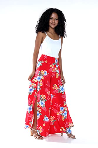 Image of Matchable Family Hawaiian Luau Men Women Girl Boy Clothes in Hibiscus Red