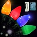 Anycosy Christmas Lights, 29.5 FT 60 LEDs C7 Battery Operated Strings Lights 8 Modes with Auto On/Off Time for Xmas Tree Garland Garden Patio Indoor Outdoor Christmas Decorations