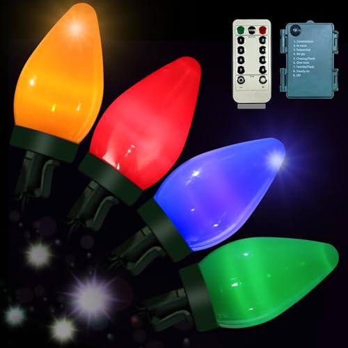 Anycosy Christmas Lights, 29.5 FT 60 LEDs C7 Battery Operated Strings Lights 8 Modes with Auto On/Off Time for Xmas Tree Garland Garden Patio Indoor Outdoor Christmas Decorations WC-60 Anycosy Christmas Lights, 29.5 FT 60 LEDs C7 Battery Operated Strings Lights 8 Modes with Auto On/Off Time for Xmas Tree Garland Garden Patio Indoor Outdoor Christmas Decorations WC-60