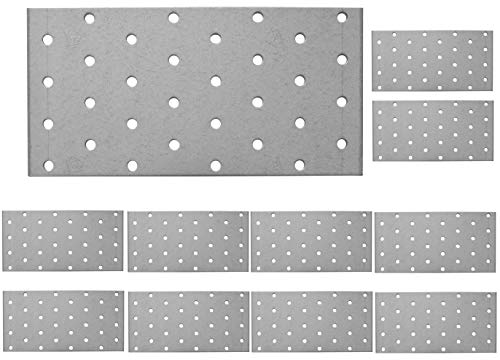 Placa de unión plana galvanizada de acero resistente, chapa de acero de 6.3 x 3.15 x 0.08 pulgadas (160 x 80 x 2 mm), paquete de 10 unidades