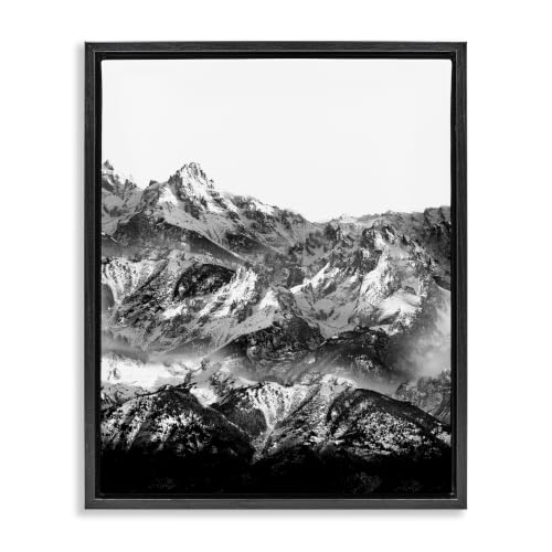 Snow Cap Mountains Monochrome, 16 x 20 Inch Canvas in Floater Frame