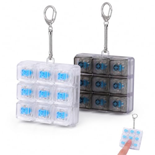 2 Pack 9-in-1 Keyboard Fidget Toy, Keychain Clicker Stress Relief