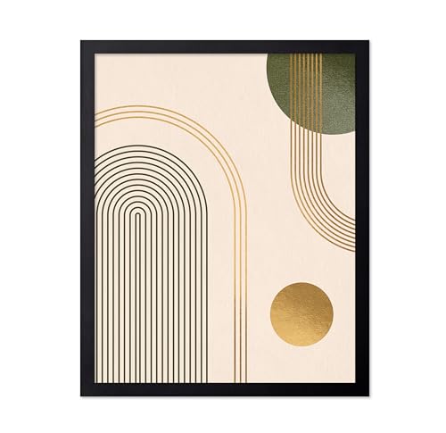 Poster Master Harmonious Arches Poster - Geometric Print - Graphical Illustration Art - Abstract Art - Chic Boho Art - Modern Art - Aesthetic Living Room or Bedroom Decor - 8x10 Black Framed