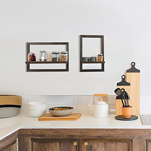 Idee-Home Floating Shelves For Wall, Rustic Square Floating Shelves Set Of 4 Wood Wall Shelves, Hanging Shelves For Wall Decor, Wall Mounted Shelves For Bathroom, Living Room, Kitchen Storage Black #TOP7