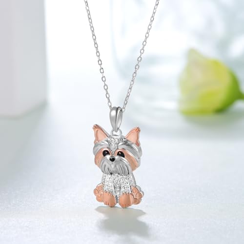 Yorkie/Pug/Maltese/Poodle/German Shepherd Necklace 925 Sterling Silver Dog Pendant Necklaces for Women Dog Jewelry Gifts for Women Dog Loves2