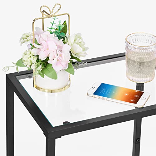 Image of HOMSHO Side Tables Set of 2 with Tempered Glass, Slim End Tables
