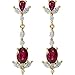 Solid 14k Yellow Gold Ruby and 3/4 Cttw Diamond Dangle Earrings (.75 Cttw)