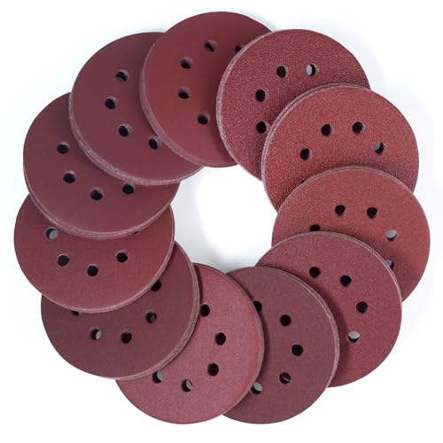 110 PCS 125mm Sanding Discs Orbital Sander Discs Hook and Loop Sanding Pads for Random Orbital Sander, 10 x 40 60 80 100 120 150 180 240 320 400 600 Mixed Grits Sanding Discs