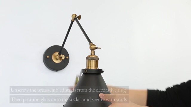 Image of LALUZ Black Wall Sconces Lighting, 2 Pack Modern Industrial Swing Arm Plug in or Hardwired Adjustable Wall Lamp with Antique Brass Finish for Bedroom, Kitchen, and Living Room