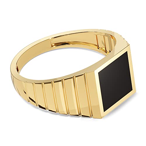 Eternate 14K Solid Gold Black Signet Ring For Men, Women In Yellow, Rose Gold, White Gold-Minimalist Gold Statement Ring #TOP10