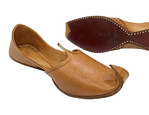 Tan Mens Khussa Shoes Mojari Ethnic Boho Rajasthani Jaipuri Punjabi Jutti4