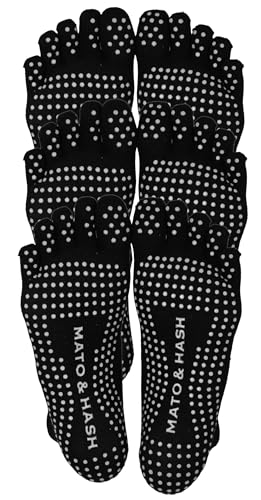 Image of Mato & Hash 5-Toe Exercise Barefoot Feel Yoga Socks With Full Grip