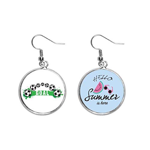 Pendientes de sandía y fútbol para verano aretes divertidos de lóbulo