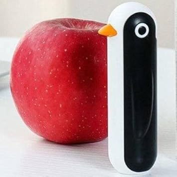 1Pc Cute Attractive Pocket Size Folding Penguin Bird Shaped Stainless Steel Sharp Blade Multipurpose Fruit Vegetable Peeler Straight Peeler (Black, White)