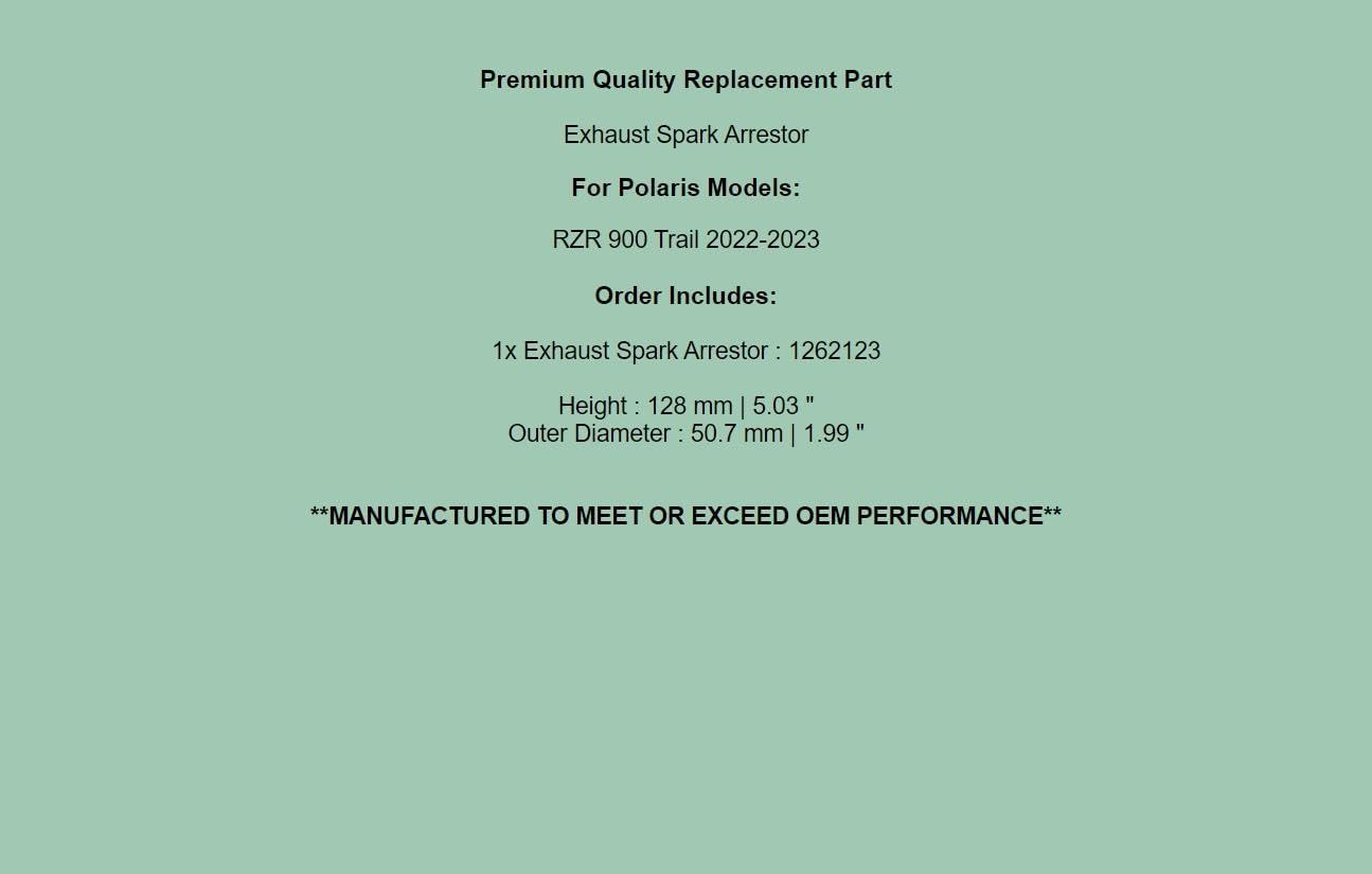 Replacement Exhoust Spark Arrestor For Polaris RZR 900 Trail 2022-2023 SidexSide
