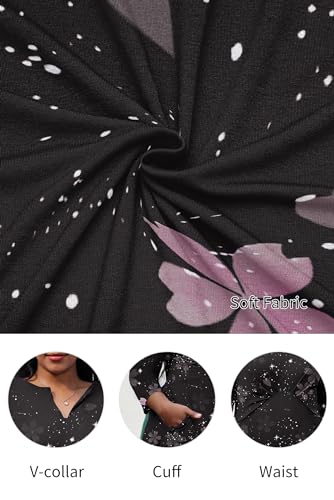 Image of Nmoder Women's Plus Size Stretchy Flared Wrap Dress Casual Wedding Guest Midi Dresses V Neck 3 /4 Sleeve A-Line Swing Dress
