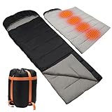 Longzhuo Heated Sleeping Bags for Adults Kids - Portable USB Power Warm Sleeping Bag for Camping with 4 Heating Zones, Cold Weather Sleeping Bag for All Season Camping Hiking Backpacking