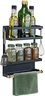Sorbus Magnet Spice Rack Organizer for Refrigerator, 3-Tier Magnetic Storage Shelf with Paper