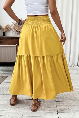 Jupe longue smockée taille haute finis les vêtements inconfortables - 2