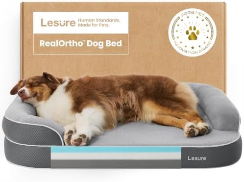 LE SURE RealOrtho™ Memory-Schaum Hundebett groß - orthopädisches Hundesofa | Premium 3-Schicht Stützschaum Hundekorb, Senioren-Gelenkschutz, wasserdichter & waschbarer Bezug für Ti