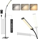 Mojimdo LED Floor Lamp, Touch Control Bright Floor Lamps, Dimmable 3 Color Modes&10 Brightness Standing Lamp, Flexible Arm Reading Lamp for Living Room Bedroom Office-10W USB Adapter Included
