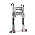 Telesladder Telescoping Ladder Aluminum Extension Ladder 1.8M-2.5M Telescoping Ladder & Loft Roof Hook Kit Telesladder Foldable Capacity Max Load 150Kg/330Lb Marriage Vision/1.8M