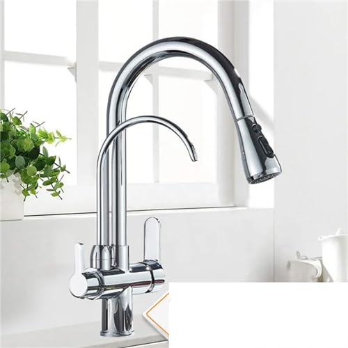 Robinet de cuisine filtrant avec buse rotative et fini chromé