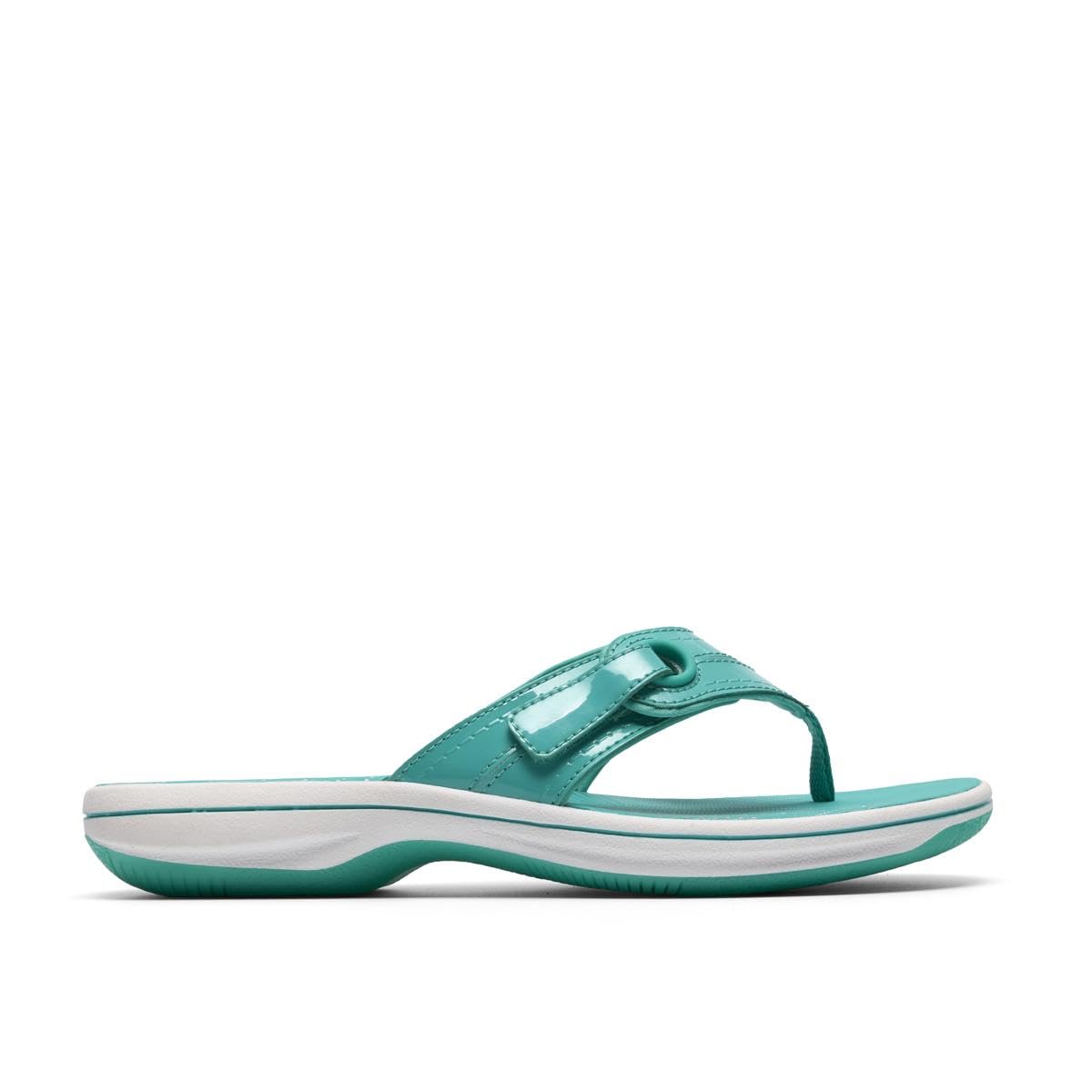 Clarks Women's Brinkley Reyna Jade Flat Sandals in Green | Size: 4-Standard Fit