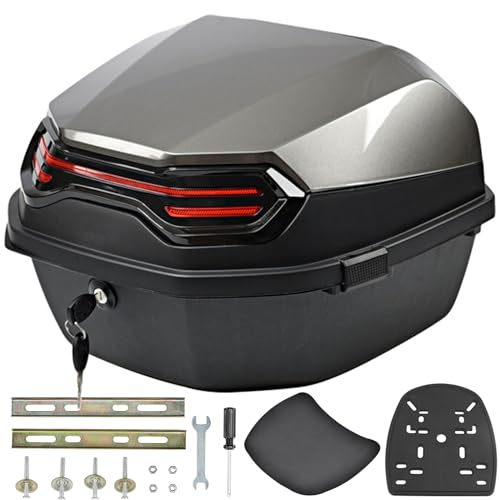 DQZRTUECA Baúl Superior for Motocicleta de 35 l Multicolor con herrajes de Montaje(Grey)