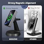 3 in 1 Wireless Charging Station for Apple Mag-Safe 15W Fast Charger Stand for Multiple Apple Devices Magnetic Charger for iPhone 16 Pro Max/16 Pro/16/15/14/13/12, AirPods, iWatch Series(Black) - Image 3