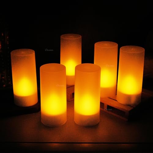Image of Chronos LED Rechargeable Flameless Tealight, Flickering Tealight Candles White Base with Charging Station (Pack of 12)