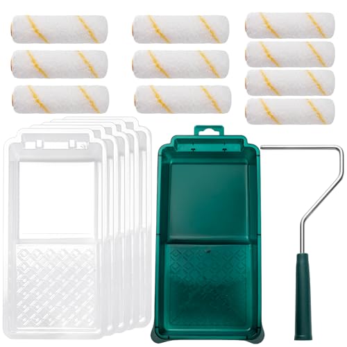 YiBaiBrush Paint Roller Kit, 17 Pack, 4 Inch Small Paint Roller for Walls
