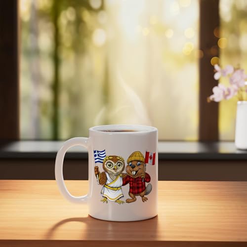 Taza cerámica blanco con diseño Grecia Canadá 11 oz miniatura 3